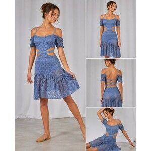 Reverence Dance Costume Blue Lace Lyrical Contemporary Leotard PXS USA